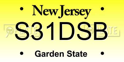 S31DSB New Jersey License Plate