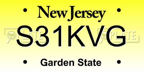 S31KVG New Jersey License Plate