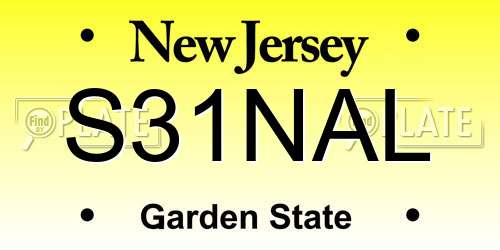 S31NAL New Jersey License Plate