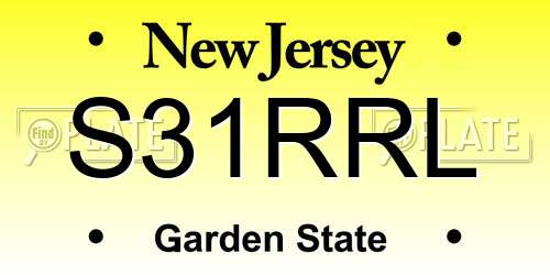 S31RRL New Jersey License Plate