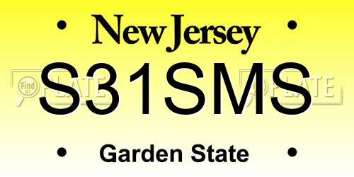 S31SMS New Jersey License Plate