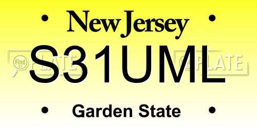 S31UML New Jersey License Plate