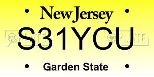 S31YCU New Jersey License Plate