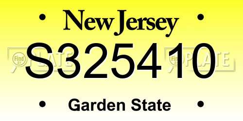 S325410 New Jersey License Plate