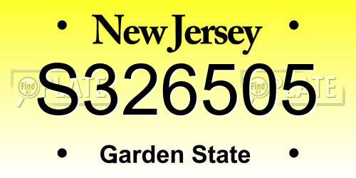 S326505 New Jersey License Plate