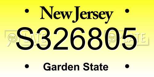 S326805 New Jersey License Plate