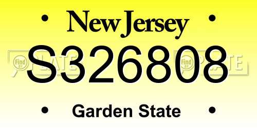 S326808 New Jersey License Plate
