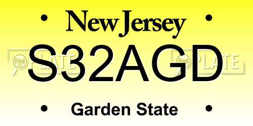 S32AGD New Jersey License Plate