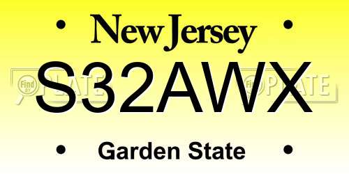 S32AWX New Jersey License Plate