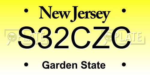 S32CZC New Jersey License Plate