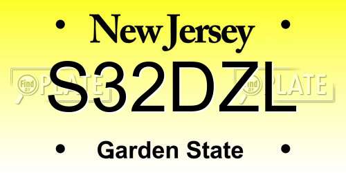 S32DZL New Jersey License Plate