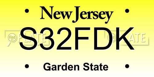 S32FDK New Jersey License Plate