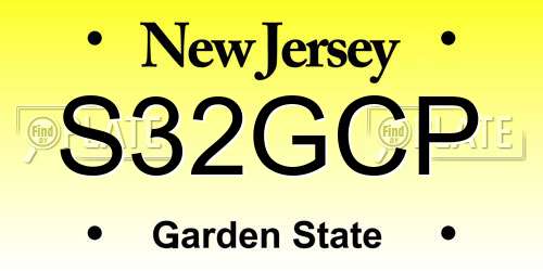 S32GCP New Jersey License Plate