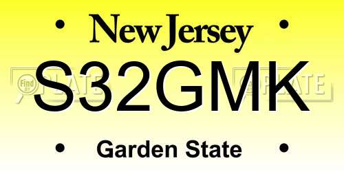 S32GMK New Jersey License Plate
