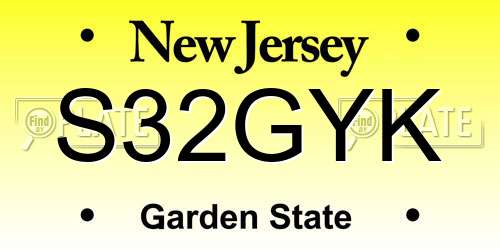S32GYK New Jersey License Plate