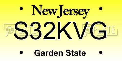 S32KVG New Jersey License Plate