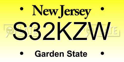 S32KZW New Jersey License Plate
