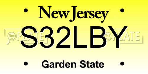S32LBY New Jersey License Plate