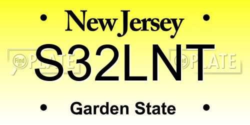 S32LNT New Jersey License Plate