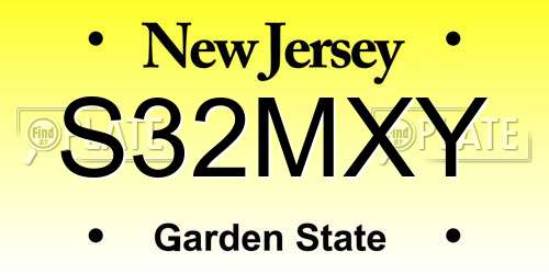 S32MXY New Jersey License Plate