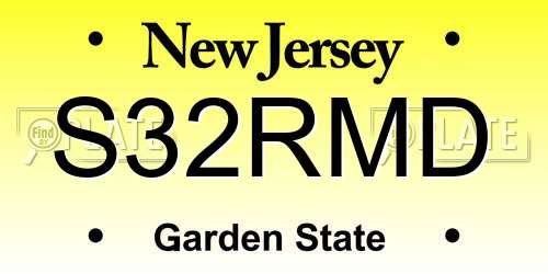 S32RMD New Jersey License Plate