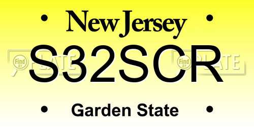 S32SCR New Jersey License Plate