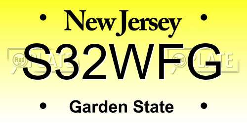 S32WFG New Jersey License Plate