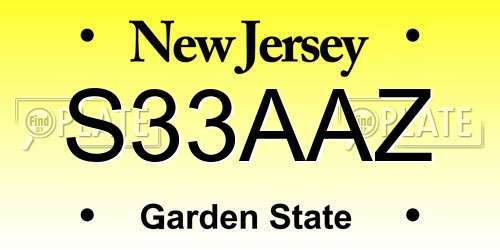 S33AAZ New Jersey License Plate