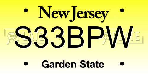 S33BPW New Jersey License Plate