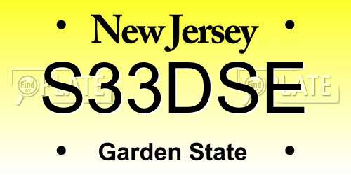 S33DSE New Jersey License Plate