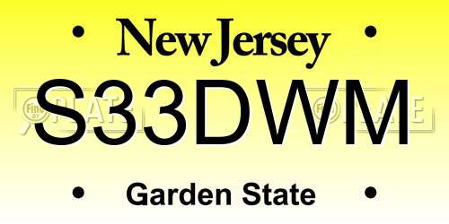 S33DWM New Jersey License Plate