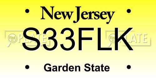 S33FLK New Jersey License Plate