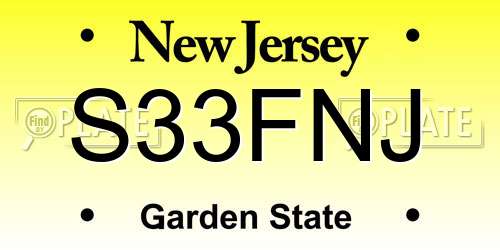 S33FNJ New Jersey License Plate