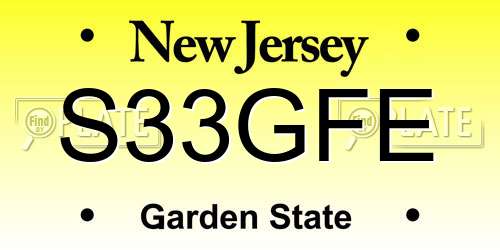 S33GFE New Jersey License Plate