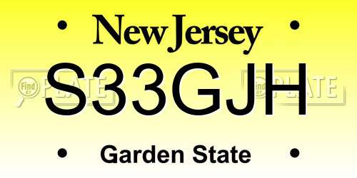 S33GJH New Jersey License Plate