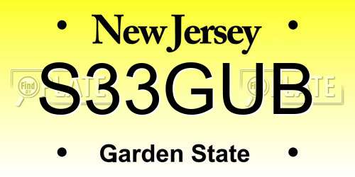 S33GUB New Jersey License Plate