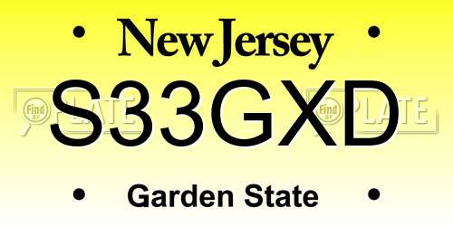 S33GXD New Jersey License Plate