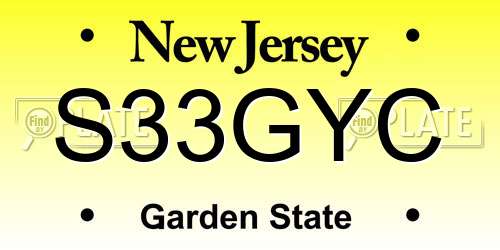 S33GYC New Jersey License Plate