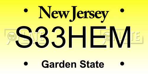 S33HEM New Jersey License Plate