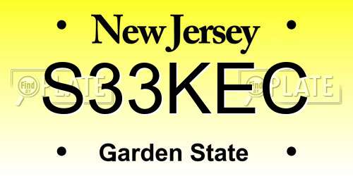 S33KEC New Jersey License Plate