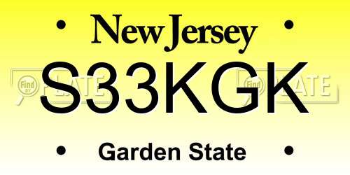 S33KGK New Jersey License Plate