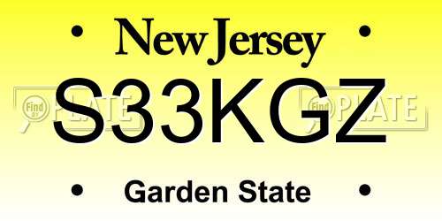 S33KGZ New Jersey License Plate