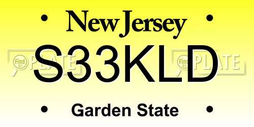 S33KLD New Jersey License Plate