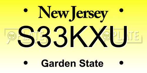 S33KXU New Jersey License Plate