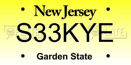 S33KYE New Jersey License Plate