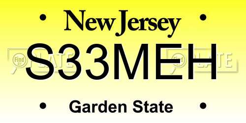S33MEH New Jersey License Plate