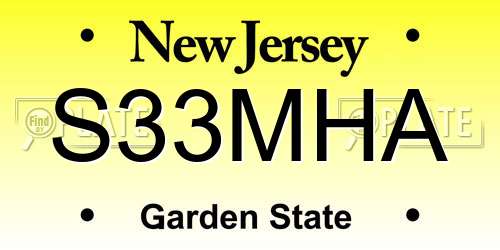 S33MHA New Jersey License Plate