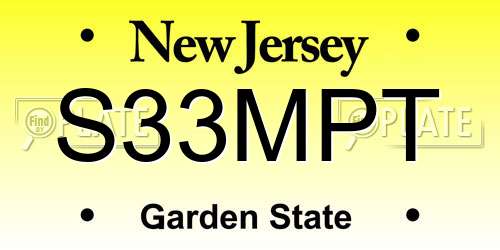S33MPT New Jersey License Plate