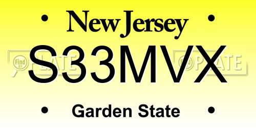 S33MVX New Jersey License Plate