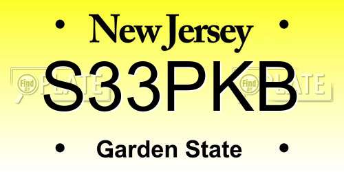 S33PKB New Jersey License Plate